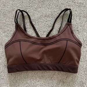 Aerie Chocolate Brown Supportive Sports Bra With Velvet Straps